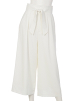 太ベルト付ワイドパンツ(ホワイト)/ホワイト