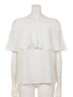 SHIRRINGフリルトップス/BLK