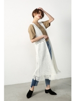 【AZUL by moussy】透かし編みフリンジニットジレMOOK番号93083/BRN