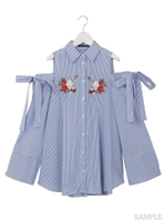 クロスフィンガーシャツワンピ/レッド