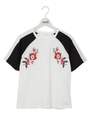 刺繍配色ラグランTシャツ/ホワイト