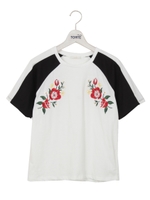 刺繍配色ラグランTシャツ/ホワイト