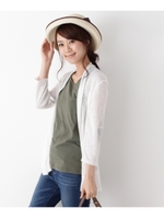 梨地スラブトッパーカーディガン/ブルー系(095)