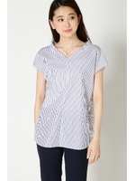 [WEB限定商品][ウォッシャブル]ローンストライプブラウス/サックスストライプ1(111)