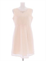 ＢＡＣＫリボンシアーストライプワンピ/グレー