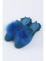 ポンポンフラットミュール/ブルー