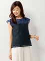 〓☆JC レース×シフォン フリルスリーブ ブラウス/NAVY