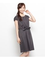 リネン混ミラノリブワンピース/ダークオレンジ(068)