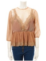 花柄レースぺプラムキャミソールセット/ベージュ