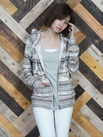 ユニセックス ネイティブブランケット フードパーカー/ベージュ