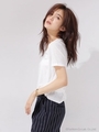 リネン混VネックTシャツ/ベージュ