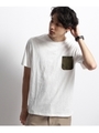 クルーネック ポケットデザインTシャツ/ホワイト(004)