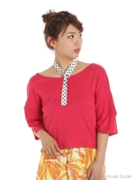 フレアスリーブトップス/レッド