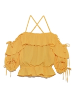 エアプリーツオフショルダーブラウス/WHT