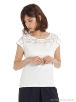 シャドーチェック切替カットソー/ホワイト