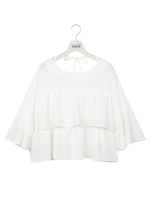 ポプリンフレアスリーブブラウス/ホワイト