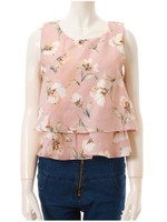 水彩フラワーノースリトップス/ホワイト