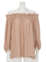 GEORGETTE OFF SHOULDER BLOUSE/BLACK