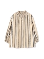 ハイネックシャーリングストライプブラウス/ベージュ1(041)