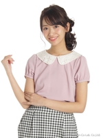 レース衿付フラワーBL/ピンク