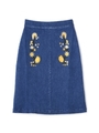 フラワー刺しゅうデニムスカート/ネイビー(120)