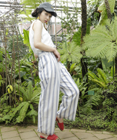 ベルトドッキングラップパンツ(無地/ストライプ)