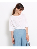 ギャザードルマンスリーブカットソー/ホワイト(001)