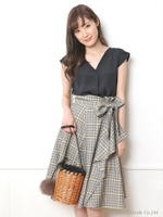 チェックオータムアシメスカート/イエロー