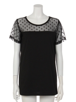 チュール切り替えインナー半袖Tシャツ/マルチ