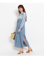 ne Quittez pas トライバル刺繍ワンピース/ライトブルー(091)