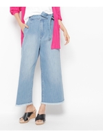 リボンベルト付きデニムワイドパンツ/ブルー(092)