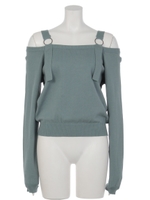 リングオフショルニットトップス/ブルー