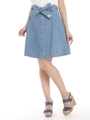 デニムミディ丈SK/ブルー
