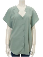 Vネックシンプルブラウス/ホワイト