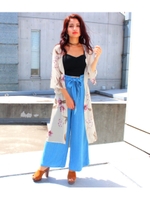 【chilleanap】タッセルヒモ付花柄2WAYガウン/BK