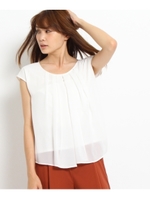 （洗える）フロントシフォン切り替えプルオーバー/ホワイト(002)