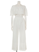 コットンレースロングコンビネゾン/PNK