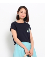 オーガンジーデザインポケットTシャツ/オフホワイト(303)