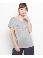 【15(3L/ミセス)、17(4L/ミセス)　WEB限定サイズ】ビッグシルエットVネックロゴTシャツ/ホワイト(001)