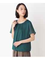 シアーギンガムバルーンヘムブラウス/ピンク(072)