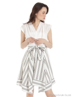 フレンチスリーブブラウスドッキングワンピース/ホワイト