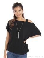 アクセ付ワンショルダーチュニック/クロ