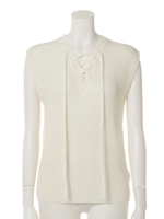 レースアップニット/WHITE