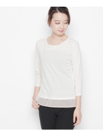 ボーダー異素材プルオーバー/ライトベージュ(351)