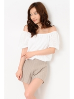 変形編みニットショートパンツ/BEIGE