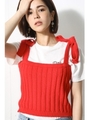 【AZUL by moussy】リブニットリボンcami/RED