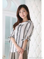 ぬけ衿バックリボンシャツ　3/コンーシロ