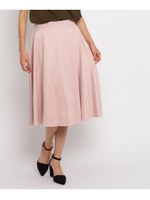 【洗える】【ウエスト後ろゴム】フェイクスウェードフレアスカート/ラズベリーピンク(073)