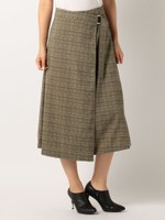 チェック柄ロング巻きスカート/ブラウン