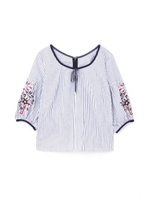 パフエンブロイダリーブラウス/ストライプ1(031)